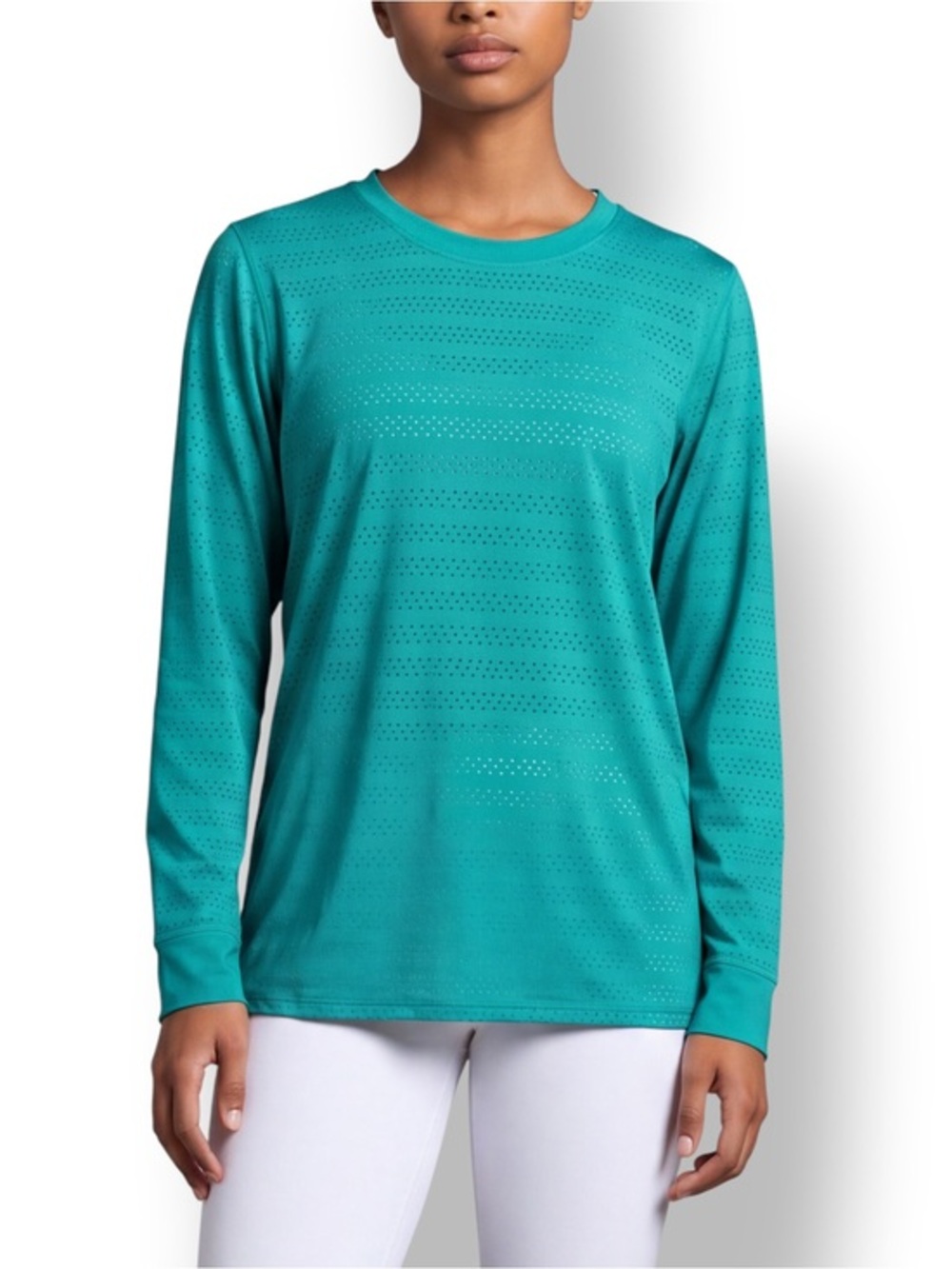 4/$20 ZYIA Active Turquoise Perforated Long Sleeve Performance Athletic Top M